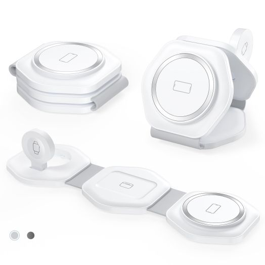 3 in 1 Wireless Charging Station for Apple MagSafe Charger, Foldable Magnetic Travel Charger for Multiple Devices iPhone 15 14 13 12 Series Apple Watch AirPods Pro
