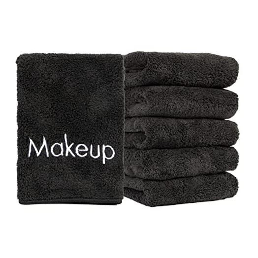 Arkwright Microfiber Makeup Remover Cloths (13x13, 6-Pack, Black) - Soft Coral Fleece Makeup Washcloths