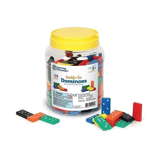 Learning Resources Double-six Dominoes In Bucket, Teaching aids, Math Classroom Accessories, 168 Pieces, Ages 5+