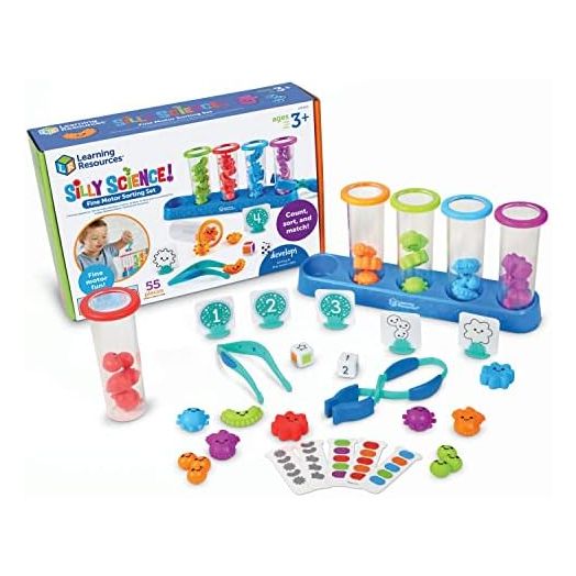 Learning Resources Silly Science Fine Motor Sorting Set, STEM Toys for Kids, Educational Toy, Preschool Fine Motor Skills, PreK Manipulatives, 55 Pieces, Age 3+ Gifts for Boys and Girls, Medium