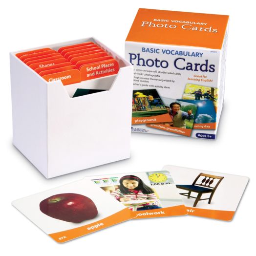 Learning Resources Basic Vocabulary Photo Cards, Vocabulary/Phonics Learning, Educational Games for Kids, 156 Cards, Ages 5+