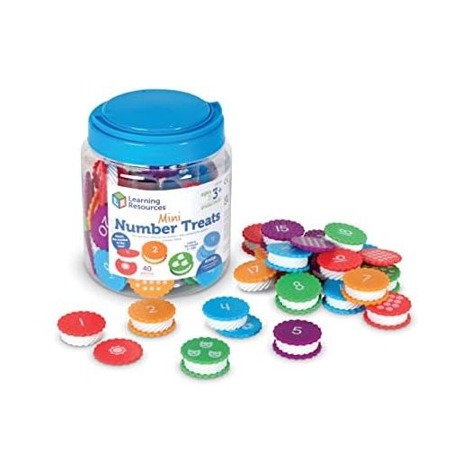 Learning Resources Mini Number Treats, 40 Pieces, Ages 3+, Cookies Toys, Counting and Colors Recognition, Fine Motor Skills Toys, Montessori Toys for Kids