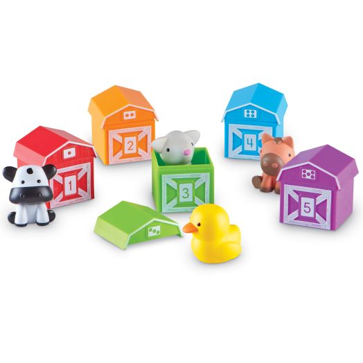 Learning Resources Peekaboo Learning Farm, Counting, Matching & Sorting Toy, Toddler Finger Puppet Toy, 10 Piece, Boys, Girls, Ages 18, 24mos+