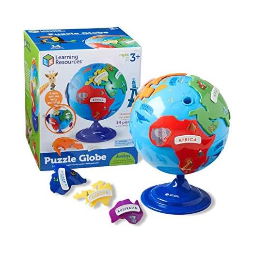 Learning Resources Puzzle Globe 3-D Geography Puzzle, 14 Pieces, Ages 3+ Globe for Kids, World Map for Kids