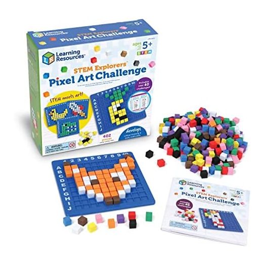 Learning Resources STEM Explorers Pixel Art Challenge, 402 Pieces, Ages 5+, STEM Toys For Kids, Coding Basics For Kids, STEM Activities For Classroom, Medium