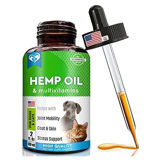 Cat & Dog Hemp Oil Drops - Pet Calming Anti Anxiety & Herbal Stress Relief - Natural Organic Liquid Medication for Arthritis & Hip, Joint Pain Releaf - Dog Sedative Supplements Made in USA