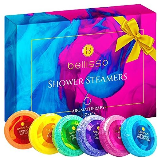 Aromatherapy Shower Steamers, Set of 6 Scent Tablets - Essential Oil Fizzies Bath Bombs Self Care Kit for Women - Relaxing Stress Relief Gifts