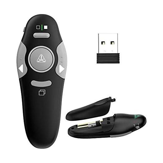 QUI Presentation Clicker Pointer,2.4GHz Wireless Presenter Remote Presenter Clicker for PPT, PowerPoint Presentation Pointer