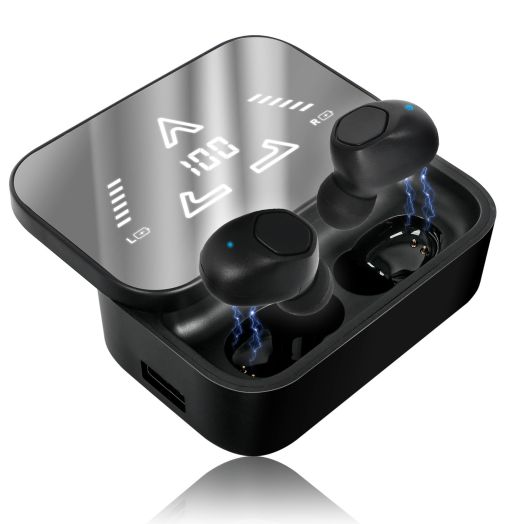Wireless Earbuds, Bluetooth 5.3 with Charging Case, LED Display Earphones Built-in Microphone, Up to 40hrs , 2000mWh Charging Capacity, Waterproof, Earbuds for Running, Workout, Fitness(Black)