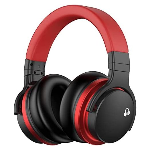 MOVSSOU E7 Active Noise Cancelling Headphones Bluetooth Headphones Wireless Headphones Over Ear with Microphone Deep Bass, Comfortable Protein Earpads, 30 Hours Playtime for Travel/Work, Black