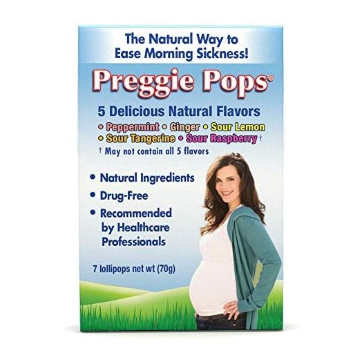 Preggie Pops | 7 Lollipops | Morning Sickness & Nausea Relief during pregnancy | Safe for pregnant Mom & Baby | Gluten Free | 7 Flavors: Lemon, Raspberry, Peppermint & More