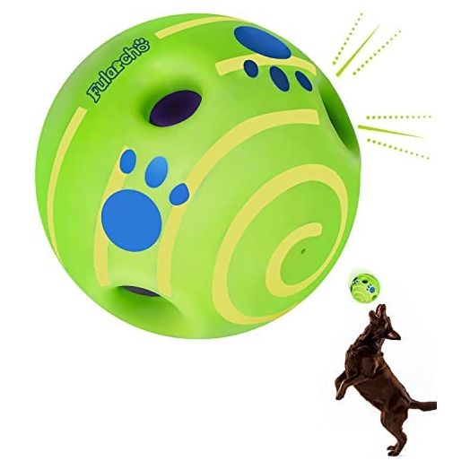 Pet Dog Toy Interactive Giggle Ball Dog Toy Wobble Funny Pet Ball Play Touch Wag Training Supplies Safe Green Herding Ball Squeaky Gift for Large Medium Small Dogs