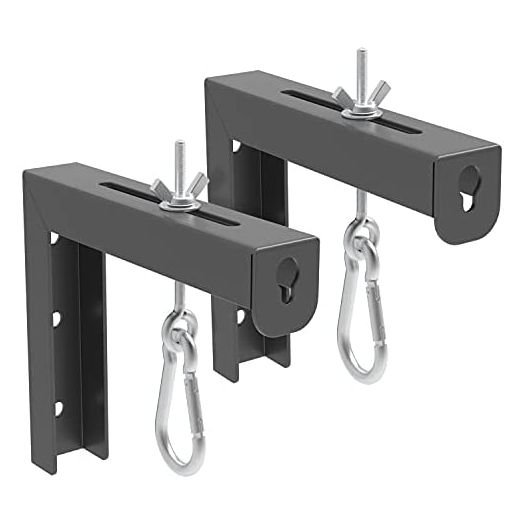 Black Universal Projector Screen L-Bracket Wall Hanging Mount 6 inch Adjustable Extension with Hook Manual, for Wall or Ceiling Mount Home Projector and Movie Screens, 80 Lb Capacity Each