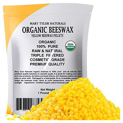 Organic Yellow Beeswax Pellets 1lb, USDA Certified by Mary Tylor Naturals, Premium Quality, Cosmetic Grade, Triple Filtered Bees Wax Pastilles, for DIY Lip Balm Recipes Body Creams Lotions Deodorants
