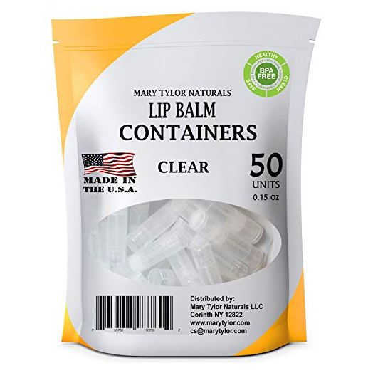 Mary Tylor Naturals 50 Clear Lip Balm Containers Round Tubes, BPA Free