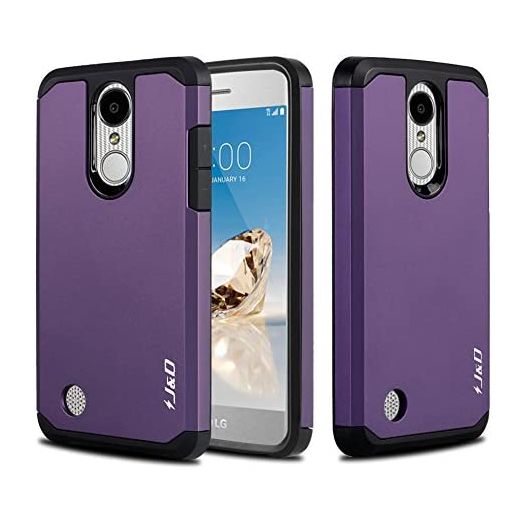 J&D Case Compatible for LG Aristo/LG Phoenix 3 / LG K8 2017 / LG Fortune Case, Heavy Duty Dual Layer Hybrid Shock Proof Protective Rugged Bumper Case for LG Aristo, LG Phoenix 3 Case, Purple