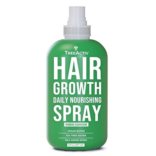TreeActiv Hair Growth Spray, Argan Oil + Tea Tree Leave-In Conditioner, Nourishing Vegan Keratin + Biotin Volumizer