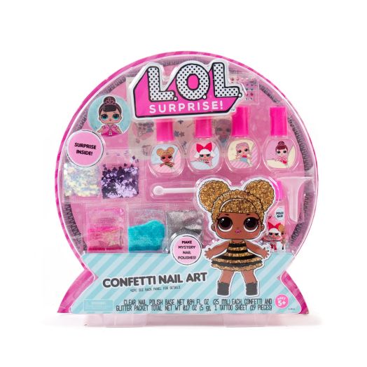L.O.L. Surprise Confetti Nail Art by Horizon Group USA,Make Custom DIY Nail Polishe.Add tattoos, Glitter, Gemstones & More.Secret Reveal Surprise Inside.Multi Colored