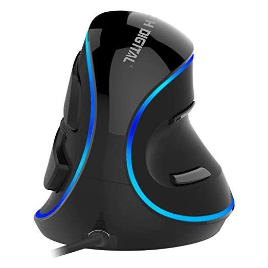 J-Tech Digital Wired Ergonomic Vertical USB Mouse with Adjustable Sensitivity (600/1000/1600 DPI), Scroll Endurance, Removable Palm Rest & Thumb Buttons [V628]