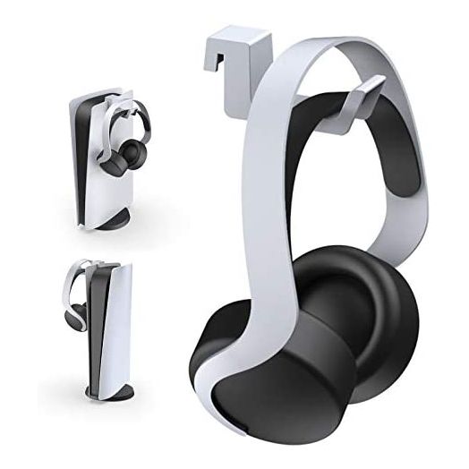 NexiGo PS5 Headphone Holder, [Minimalist Design] Mini Headphone Hanger with Supporting Bar, for Sony Playstation 5 Gaming Headset, White