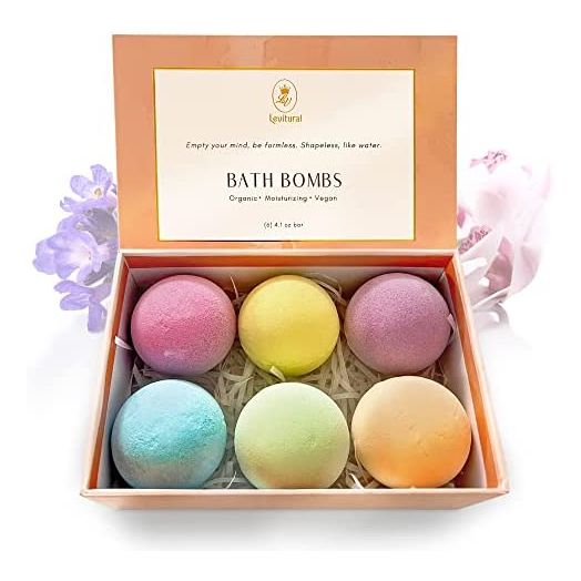 Levitural Bath Bombs, 6 pcs, Dead Sea Salt, Essential Oils, Relaxing and Tranquility Organic Aromatherapy - Mother's Day Gift