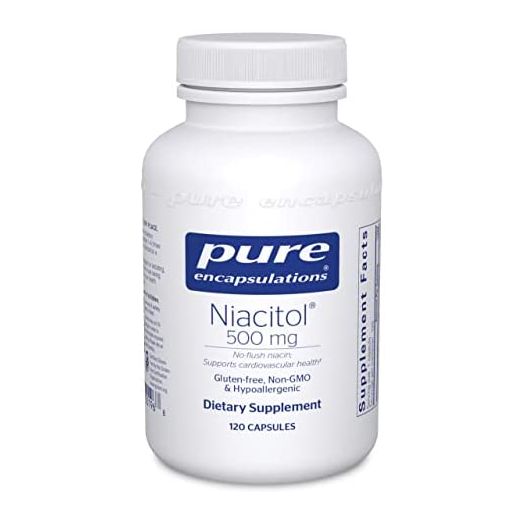 Pure Encapsulations Niacitol 500 mg | Hypoallergenic No-Flush Niacin to Support Digestion, Hormone Synthesis, and Tissue Formation | 120 Capsules