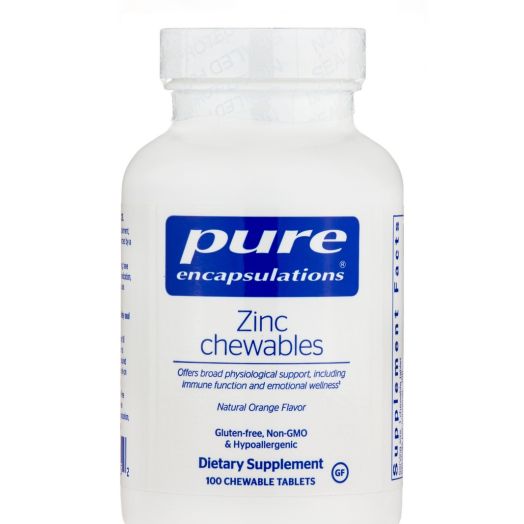 Pure Encapsulations Zinc Chewables, Natural Orange Flavor - 100 Chewable Tablets
