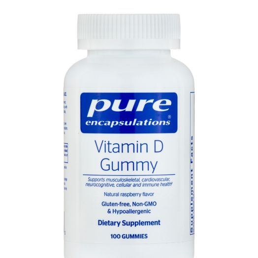 Pure Encapsulations Vitamin D Gummy, Natural Raspberry Flavor - 100 Gummies