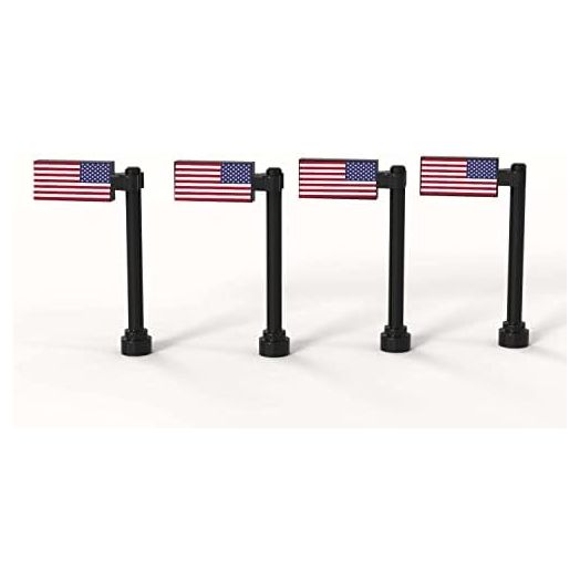 Building Bricks Toys Custom American Flags Set with Pole 4 Pcs on 1x2 Plate with Clip Creative Compatible with All Major Brands Ages 4+ Miniature Souvenir Independence Day July 4th Gift Idea