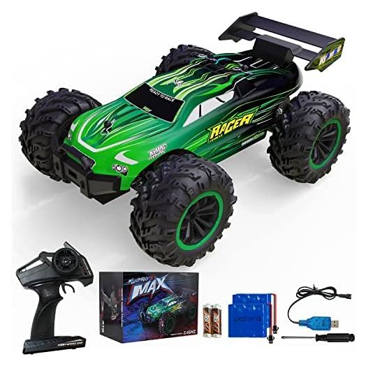 RC Car Remote Control Truck - 1:18 Scale All Terrain Hobby RC Trucks, 2.4Ghz High Speed 2WD RC Monster Truck with 2 Rechargeable Batteries, Off Road Electric Cars for Kids Boys Girls Adult Xmas Gifts