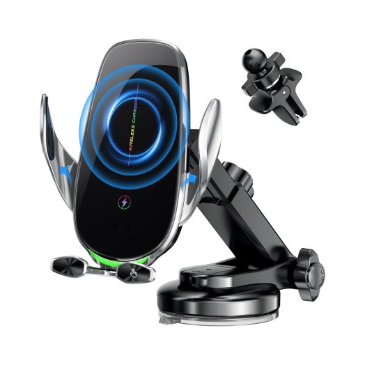 Wireless Car Charger, 15W Fast Wireless Charger for car Auto-Clamping, fit for iPhone 15 14 13 12 11 Pro Max Xs, Samsung Galaxy S23 Ultra S22 S21 S20, S10+ S9+ Note 9, etc