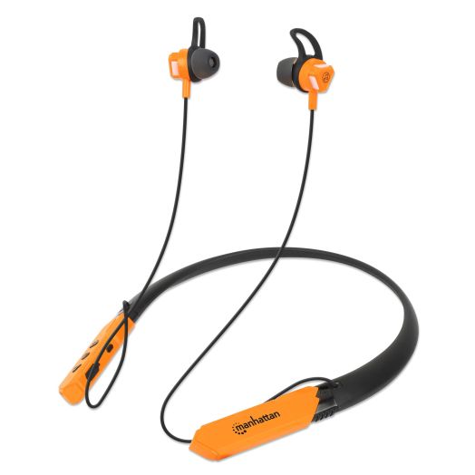 MANHATTAN Bluetooth Wireless Neckband Headphones — Neck Band Earphones with 15H Playtime, Noise-Isolating, IPX4 Water Resistant, Built-in Mic – for Work, Music, Calls – 3 Yr Mfg Warranty -179829