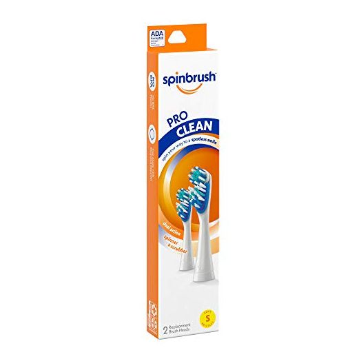 Spinbrush PRO CLEAN Refill, Soft Bristles, Includes 2 Replacement Heads for Battery Powered Toothbrushes