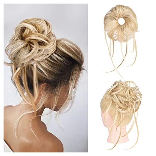 HOOJIH Messy Bun Hair Piece, Super Long Tousled Updo Hair Bun Extensions Wavy Hair Wrap Ponytail Hairpieces