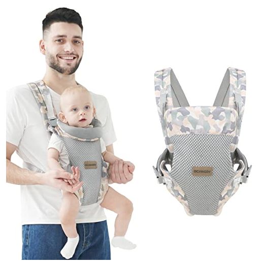 Ocanoiy Baby Carrier Wrap, Ergonomic Front Carrier for Baby Infant Carrier All Carry Position Front and Back Face-in Face-Out Holder Baby Kangaroo Carrier for Toddler (Camouflage)