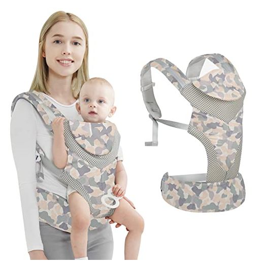 Ocanoiy Baby Wrap Carrier Adjustable Baby Carrier for Toddler with Lumbar Support (7-45 Pounds) 3D Mesh Breathable Baby Holder Carrier for Toddler Infant (Camouflage)