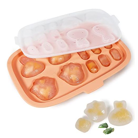 Baby Food Freezer Tray, Peunitory Baby Popsicle Molds Baby Food Storage Containers Silicone Ice Cube Trays Freezer Safe Breastmilk Popsicle Molds for Teething DIY Baby Food, Vegetable & Fruit Purees