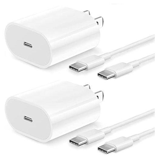 20W USB C Fast Charger for 2021/2020/2018 iPad Pro 12.9 Gen 5/4/3, iPad Pro 11 Gen 3/2/1, iPad Air 5th/4th Generation, iPad Mini 6 Generation 2021, 6.6ft USB C to USB C Charging Cable(2 Pack)