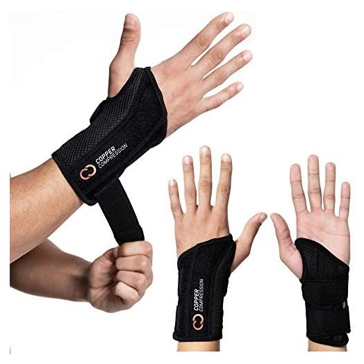Copper Compression Recovery Wrist Brace, Copper Infused Adjustable Support Splint