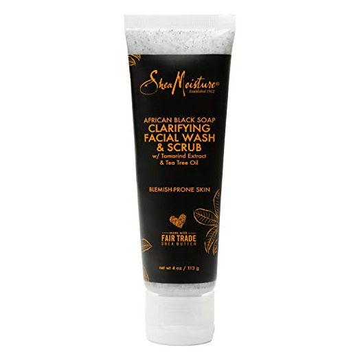 Sheamoisture Facial Wash and Scrub for Blemish Prone Skin African Black Soap to Clarify Skin 4 oz