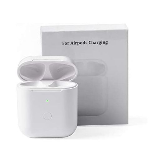 Wireless Charging Case Replacement for AirPods 1 2, Air Pods Charger Case with Bluetooth Button for Pairing (No Earbuds), White
