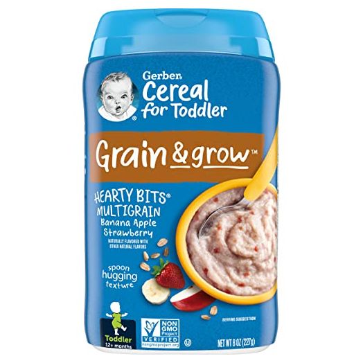 Gerber Baby Cereal Hearty Bits Multigrain Cereal Banana Apple Strawberry, 8 Ounce