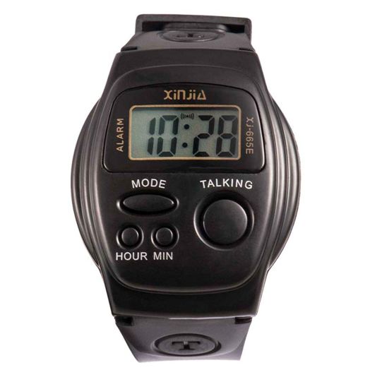 XINJIA Electronic Watch for The Blind Middle-Aged and Elderly Watches English Voice timekeeping Watch Speaking English, Easy to Set and use, Time Display, Alarm Clock Function, Black, XJ-665
