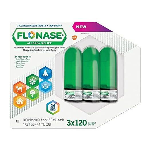 Flonase Allergy Relief Nasal Spray - 120 Metered Sprays - (Pack of 3) - Total 360 Sprays