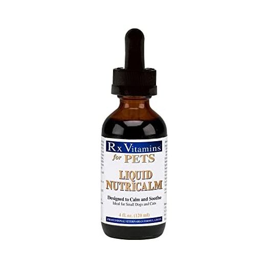 Rx Vitamins for Pets Liquid Nutricalm Supplement - Calm & Soothe Small Dogs & Cats - Hypoallergenic - Salmon Flavor - 4 oz