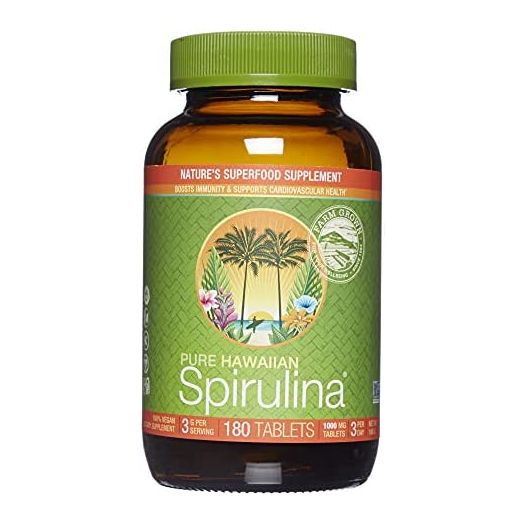Nutrex Hawaii, Pure Hawaiian Spirulina - 1000 mg Tablets - Hawaiian Grown Natural, Nutrient Rich Superfood - Immune Support, Detox & Energy – Vegan Complete Protein, Non-GMO, Original, 180 Count
