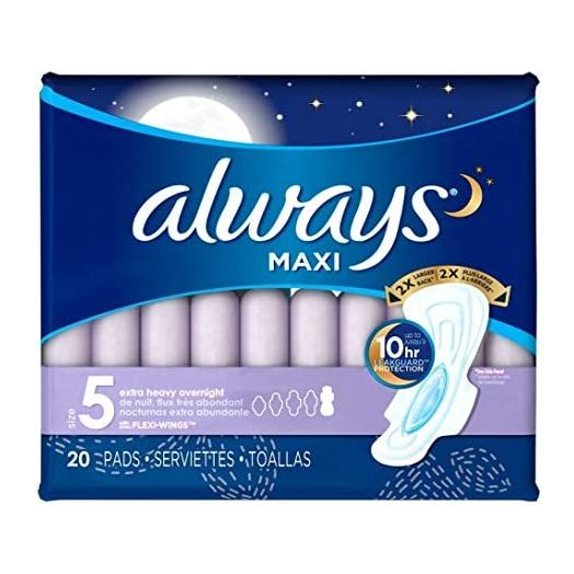 Always Extra Heavy Overnight Maxi Pads with Flexi-Wings - 20 Count