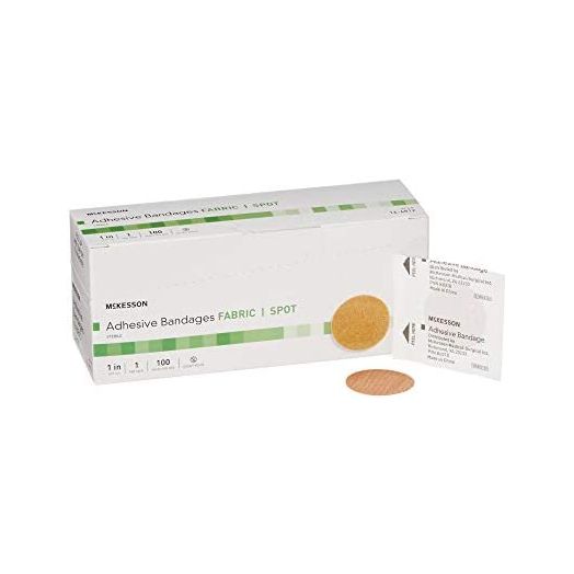 McKesson Round Tan Fabric Sterile Adhesive Spot Bandages, 1", 100 Count, 1 Pack