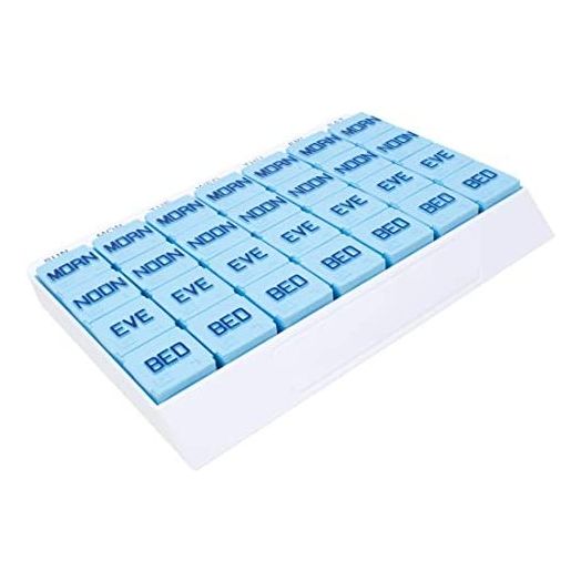 Apex Large 7 Day Weekly Pill Organizer, 4 Times a Day, Easy-Open, Organize Medication or Vitamins