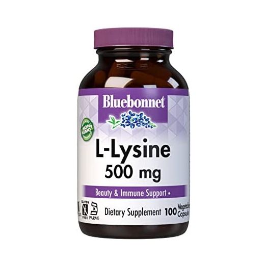 Bluebonnet Nutrition L-Lysine 500mg, for Healthy Immune Function, Supports Collagen Synthesis, Soy-Free, Gluten-Free, Non-GMO, Kosher Certified, Vegan, 100 Capsules